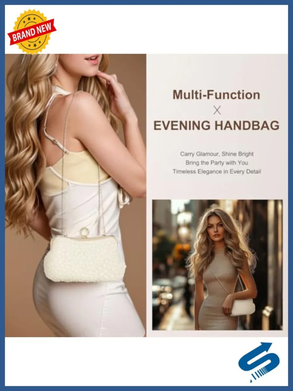 Pearl Clutch Bag Evening Purses Women Handmade Crossbody Wristlet